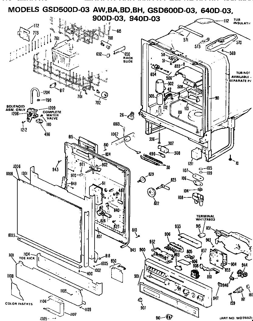 Tub/panel/control panel