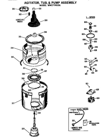 Agitator/tub and pump assembly