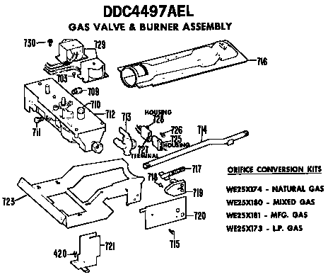 GAS VALVE AND BURNER ASSEMBLY