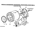 GE DDE8108VJL drum and duct assembly diagram