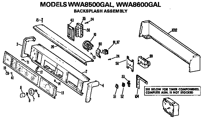 Backsplash for wwa8500gal and wwa8600gal