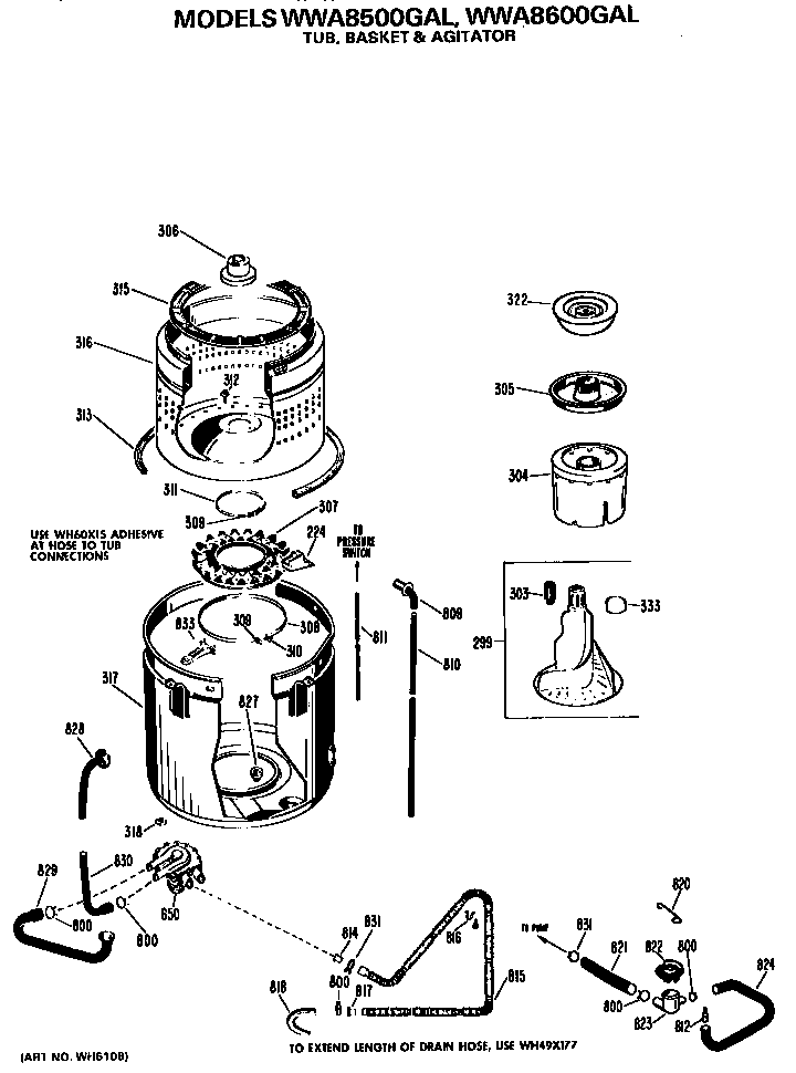 Tub/basket and agitator
