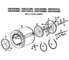 GE DDE6350BBL drum and heater assembly diagram