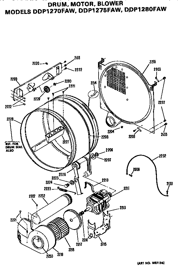 Drum/motor and blower