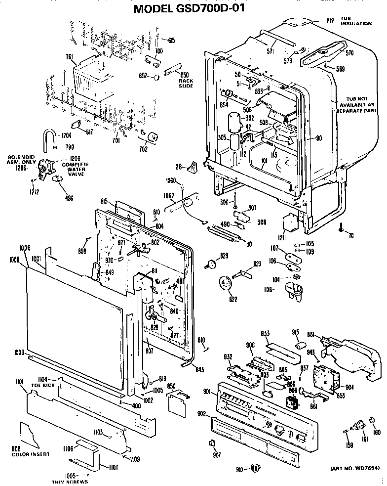 Tub/front/control panel