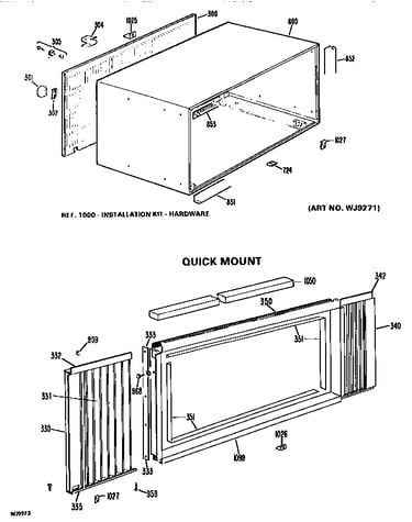 Cabinet and quick mount assembly