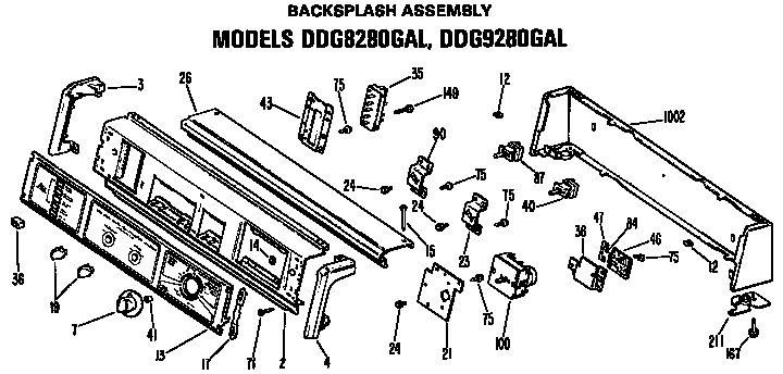 BACKSPLASH FOR DDG8280GAL AND DDG9280GAL