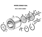 GE DDE5211GAL drum and heater assembly diagram