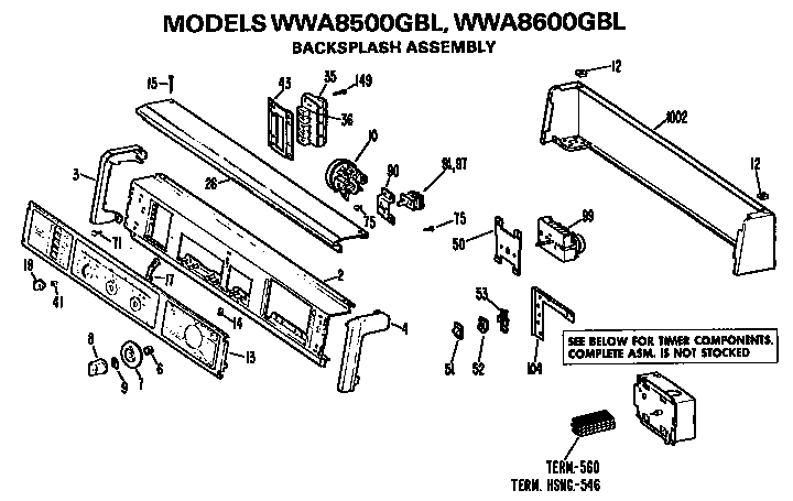 Backsplash for wwa8500gbl and wwa8600gbl