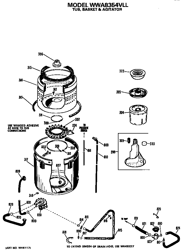 Tub/basket and agitator