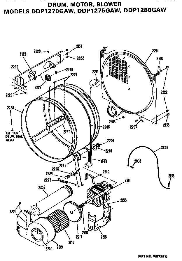 Drum/motor and blower