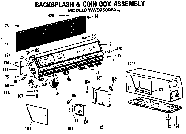 BACKSPLASH AND COIN BOX FOR WWC7500FAL