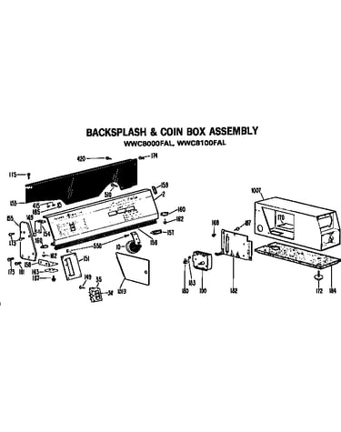 Backsplash and coin box for wwc8100fal