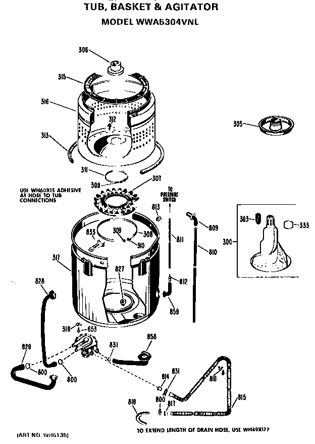 Tub/basket and agitator