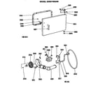 GE DDE5710GAM motor/blower and cabinet front diagram