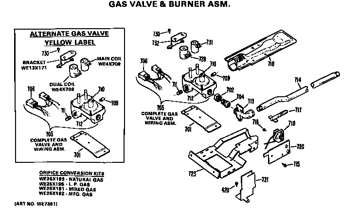 GAS VALVE AND BURNER ASSEMBLY