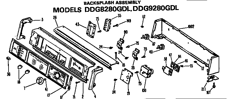 Backsplash for ddg8280gdl and ddg9280gdl