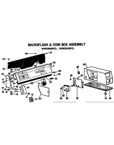 Backsplash and coin box for wwc8000fcl and wwc8100fcl