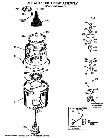 Agitator, tub and pump assembly