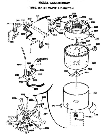 Tub, water valve and lid switch