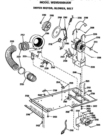 Dryer motor , blower and belt