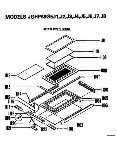 Upper oven door assembly