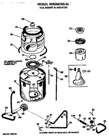 Tub, basket and agitator