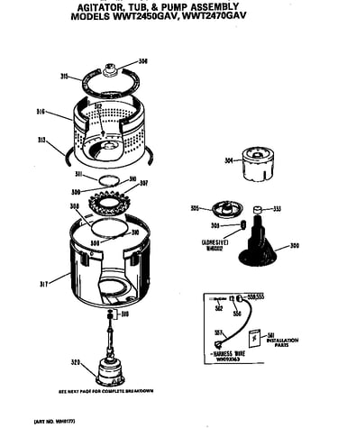 Agitator, tub and pump assembly