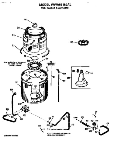 Tub, basket and agitator