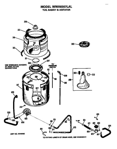 Tub, basket and agitator