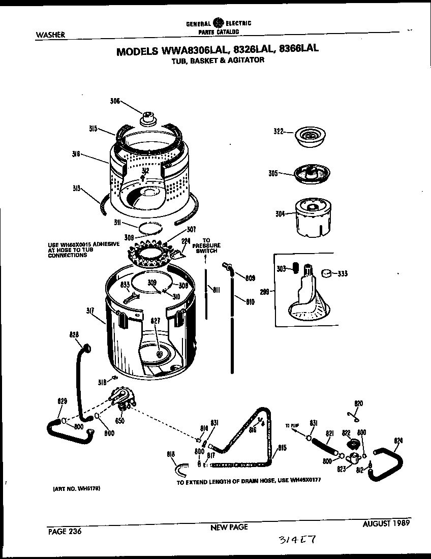 Tub, basket and agitator
