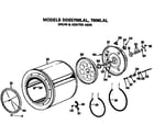 GE DDE5706LAL drum and heater assembly diagram