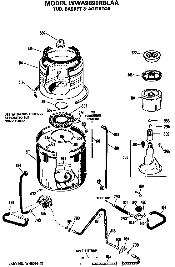 TUB, BASKET AND AGITATOR