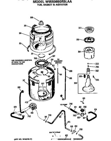 Tub, basket and agitator