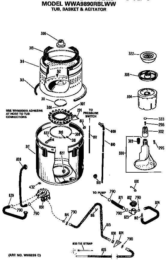 TUB, BASKET AND AGITATOR