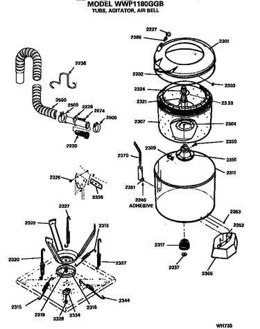Agitator, suspension and air bell