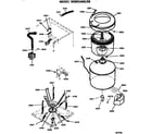 GE WSM2400LDB tub, suspension and water system diagram