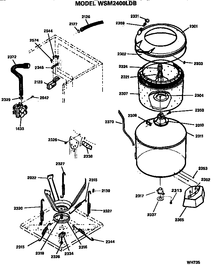 Tub, suspension and water system