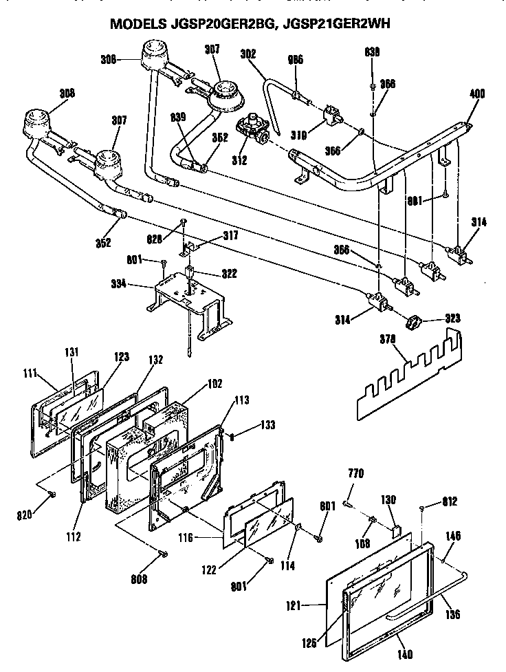 Gas control/oven door