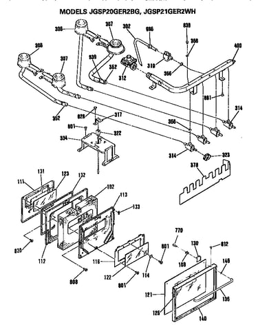 Gas control/oven door