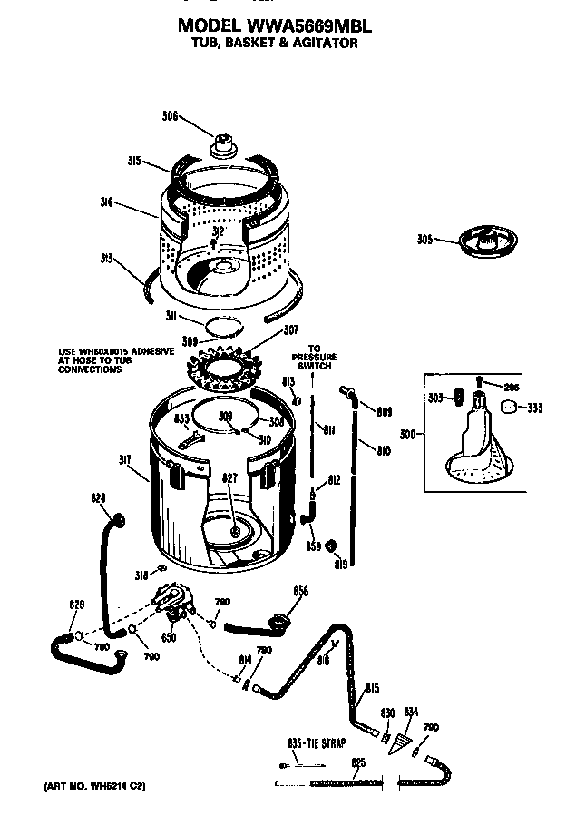 TUB, BASKET AND AGITATOR