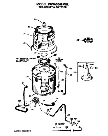 Tub, basket and agitator