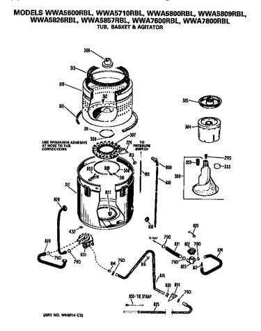 Tub, basket and agitator