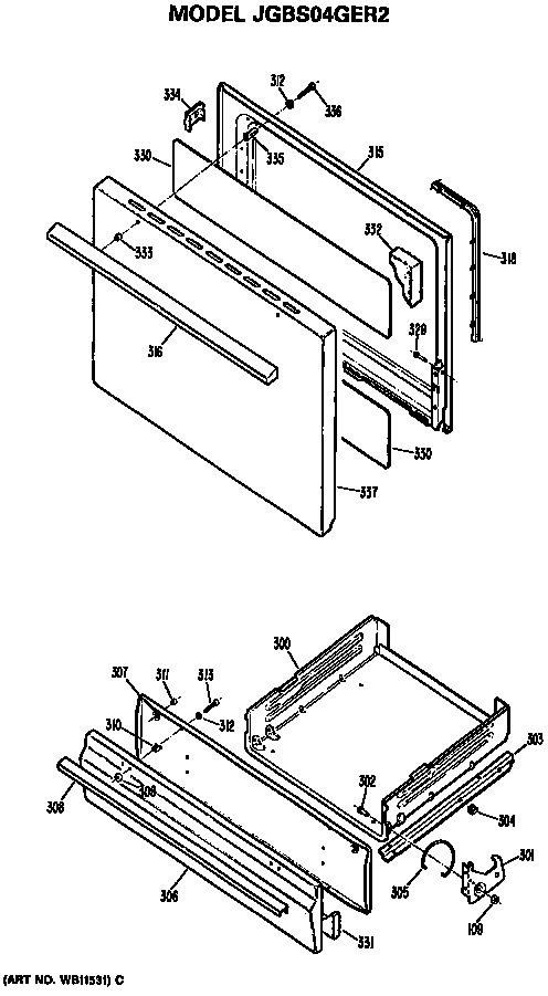 Door and broiler assembly