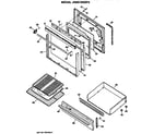 GE JGBS19GEP3 door and broiler assembly diagram