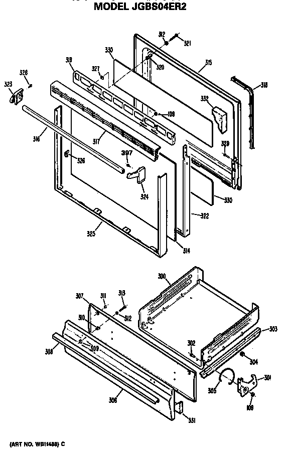 Door and broiler assembly