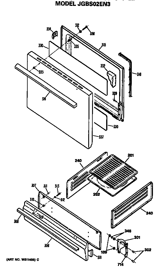 Door and broiler assembly