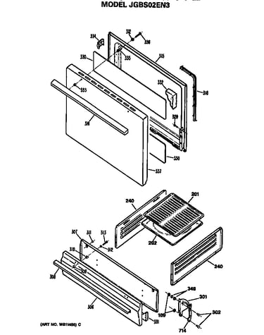 Door and broiler assembly