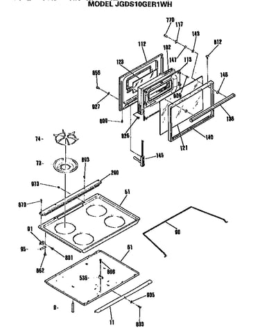 Door and cooktop assembly