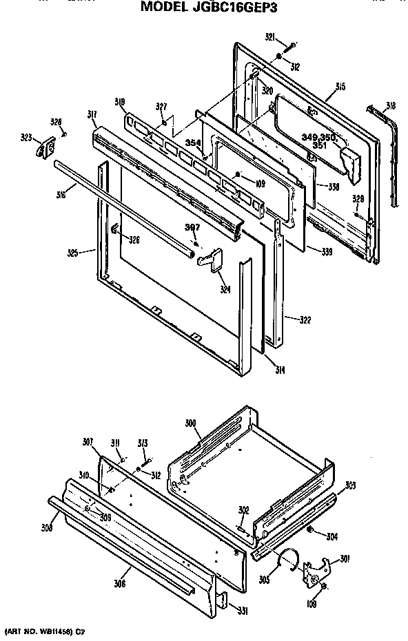 DOOR AND BROILER ASSEMBLY